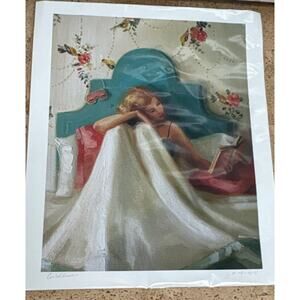 Janet Hill Signed “Goldfinch” Contemporary Art Print Woman Reading Unframed